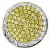 .56CT WHITE FANCY YELLOW DIAMOND 18KT 2 TONE GOLD CIRCULAR PAVE FLOATING PENDANT