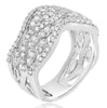 WIDE .85CT DIAMOND 14KT WHITE GOLD 3D MULTI ROW MARQUISE SHAPE ANNIVERSARY RING