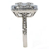 LARGE .94CT DIAMOND 18K WHITE GOLD ROUND & BAGUETTE CLUSTER HALO SQUARE FUN RING