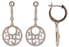 .90CT DIAMOND 14KT ROSE GOLD CIRCULAR OPEN FILIGREE LEVERBACK HANGING EARRINGS