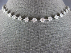 3.79CT DIAMOND 18K WHITE GOLD 3D MULTI FLOWER SEMI ETERNITY LOVE TENNIS NECKLACE