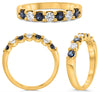 .86CT DIAMOND & AAA SAPPHIRE 14KT YELLOW GOLD ROUND CLASSIC 7 STONE LUCIDA RING
