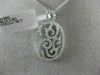 ESTATE LARGE .78CT DIAMOND 18K WHITE GOLD 3D OPEN OVAL FILIGREE FLOATING PENDANT