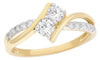 ESTATE .68CT DIAMOND 14KT YELLOW GOLD 3D 2 STONE CRISS CROSS DIAGINAL LOVE RING