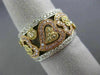 WIDE .88CT WHITE PINK & FANCY YELLOW DIAMOND 18K TRI COLOR GOLD ANNIVERSARY RING
