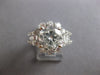 ESTATE LARGE 4.21CT DIAMOND 18K WHITE GOLD OVAL ROUND & BAGUETTE ENGAGEMENT RING