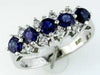 ESTATE 1.35CT DIAMOND & AAA SAPPHIRE 14KT WHITE GOLD 3D 5 STONE ANNIVERSARY RING