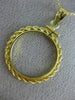ESTATE 14KT YELLOW GOLD 3D CLASSIC ROPE ROUND COIN FRAME PENDANT #MILANO027