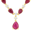 12.50CT DIAMOND & AAA RUBY 14K YELLOW GOLD 3D PEAR SHAPE & ROUND LARIAT NECKLACE