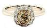 .92CT WHITE & FANCY YELLOW DIAMOND 18K 2 TONE GOLD FLOWER SQUARE ENGAGEMENT RING