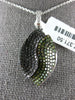 ESTATE 1.35CT BLACK & GREEN DIAMOND 18K WHITE GOLD MULTI ROW DOUBLE LEAF PENDANT