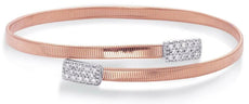 .31CT DIAMOND 14KT WHITE ROSE GOLD RECTANGULAR CRISS CROSS SNAKE BANGLE BRACELET