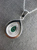 LARGE 1.70CT DIAMOND & AAA EMERALD 14KT WHITE GOLD 3D PEAR SHAPE PENDANT #27052