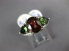 ESTATE 3.14CT DIAMOND & AAA GARNET & AAA PERIDOT 18KT WHITE GOLD OVAL FUN RING
