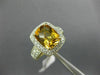 EXTRA LARGE 3.40CT DIAMOND & AAA CITRINE 14KT 2 TONE GOLD CUSHION FILIGREE RING