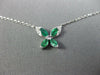 ESTATE .38CT DIAMOND & AAA EMERALD 14KT WHITE GOLD 3D BUTTERFLY LOVE NECKLACE