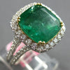 LARGE 6.54CT DIAMOND & AAA EMERALD 18KT 2 TONE GOLD CLASSIC HALO ENGAGEMENT RING