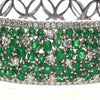 EXTRA LARGE 10.90CT DIAMOND & AAA EMERALD 18KT WHITE GOLD FLORAL CUFF BRACELET