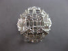 EXTRA LARGE 3.14CT DIAMOND 18KT WHITE GOLD MULTI SHAPE DOUBLE SQUARE FLOWER RING