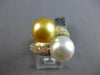 LARGE .93CT DIAMOND & AAA WHITE & GOLDEN SOUTH SEA PEARL 18K YELLOW GOLD 3D RING