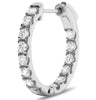ESTATE 1.0CT DIAMOND 14KT WHITE GOLD 3D CLASSIC INSIDE OUT HOOP HANGING EARRINGS