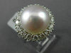 ESTATE LARGE 1.40CT DIAMOND & AAA SOUTH SEA PEARL 18KT WHITE GOLD HALO FUN RING