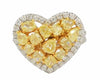 LARGE 2.99CT WHITE & FANCY YELLOW DIAMOND 18KT 2 TONE GOLD MULTI SHAPE LOVE RING