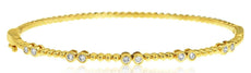 .25CT DIAMOND 14KT YELLOW GOLD BEZEL BEADED SEMI ETERNITY CUFF BANGLE BRACELET