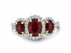 GIA CERTIFIED 2.83CT DIAMOND & AAA RUBY 18KT 2 TONE GOLD 3 STONE ENGAGEMENT RING