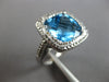 LARGE 10.35CT DIAMOND & AAA BLUE TOPAZ 14K WHITE GOLD CUSHION & ROUND RING 28199