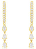 .82CT DIAMOND 14K YELLOW GOLD 3D PEAR SHAPE & ROUND PAST PRESENT FUTURE EARRINGS