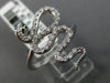 ESTATE LARGE .34CT DIAMOND & AAA EMERALD 14KT WHITE GOLD 3D SNAKE SWIRL FUN RING