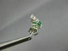 ESTATE .60CT DIAMOND & AAA EMERALD 14KT WHITE GOLD 3D ROUND STUD EARRINGS #26659