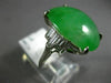 ESTATE LARGE .90CT DIAMOND & AAA JADE PLATINUM 3D FILIGREE LUCKY ENGAGEMENT RING