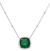 LARGE 21.15CT DIAMOND & AAA EMERALD 18KT 2 TONE GOLD 3D CUSHION & ROUND NECKLACE