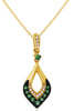 .22CT DIAMOND & AAA GREEN GARNET 14KT YELLOW GOLD 3D FILIGREE FLOATING PENDANT