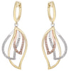 ESTATE .35CT DIAMOND 14KT TRI COLOR GOLD MULTI LEAF HUGGIE FUN HANGING EARRINGS