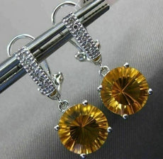ESTATE 3.95CT DIAMOND & AAA CITRINE 14KT WHITE GOLD 3D CLIP ON HANGING EARRINGS