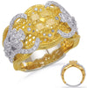 LARGE 1.84CT WHITE & FANCY YELLOW DIAMOND 14KT 2 TONE GOLD 3D ANNIVERSARY RING
