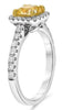 1.63CT CANARY & WHITE DIAMOND 18K 2 TONE GOLD 3D CUSHION & ROUND ENGAGEMENT RING