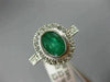 1.27CT DIAMOND & EMERALD 14K WHITE GOLD OVAL HALO BEZEL FILIGREE ENGAGEMENT RING