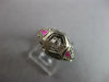 ANTIQUE ART DECO .16CT OLD MINE DIAMOND & AAA RUBY 18K WHITE GOLD 3D RING #27470