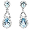 ESTATE 1.95CT DIAMOND & AAA AQUAMARINE 14K WHITE GOLD TEAR DROP HANGING EARRINGS