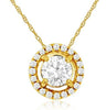 ESTATE .50CT DIAMOND 14KT YELLOW GOLD 3D SOLITAIRE ROUND HALO FLOATING PENDANT