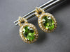 2.51CT DIAMOND & AAA PERIDOT 14KT YELLOW GOLD OVAL & ROUND HALO HANGING EARRINGS