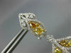 LARGE 11.29CT WHITE & FANCY YELLOW DIAMOND 18K 2 TONE GOLD LEAF HANGING EARRINGS