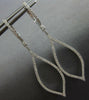 ESTATE LARGE .77CT DIAMOND 14KT WHITE GOLD 3D OPEN LEAF HUGGIE HANGING EARRINGS