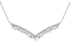 ESTATE .28CT DIAMOND 14KT WHITE GOLD 3D CLASSIC 2 ROW V SHAPE LOVE NECKLACE