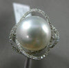 ESTATE LARGE .36CT DIAMOND 14KT WHITE GOLD 3D SOUTH SEA PEARL OPEN FLOWER RING