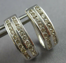 WIDE 1.5CT DIAMOND 14KT WHITE GOLD 2 ROW CHANNEL OVAL LEVERBACK HANGING EARRINGS